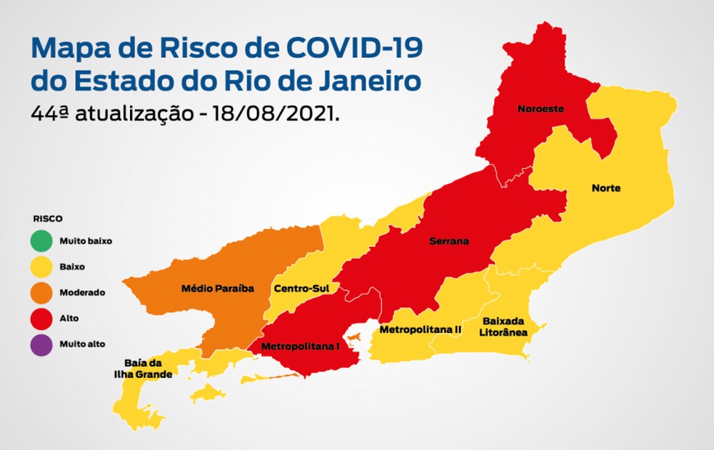 Mapa do Risco da Covid, do governo do estado/Reprodução/Secretaria Estadual de Saúde