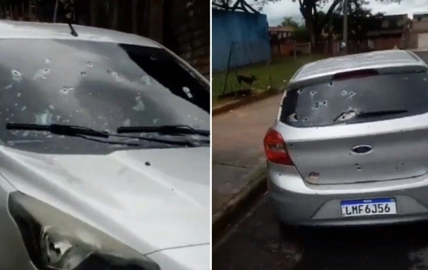 Um veículo foi metralhado durante o confronto no Dom Bosco, em Nova Iguaçu