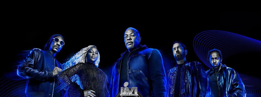 Snoop Dogg, Mary J. Blige, Dr. Dre, Eminem e Kendrick Lamar estarão no Super Bowl 2022/Divulgação