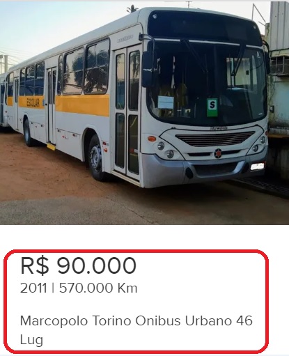 Ônibus com a mesma “idade” dos alugados pela Educação de Japeri por mais de R$ 7 milhões podem
ser comprados por quase um terço disso/Reprodução