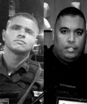 Os cabos Raphael Queles Teixeira Cardoso e Leandro dos Santos Lopes já chegaram mortos ao hospital/Reprodução